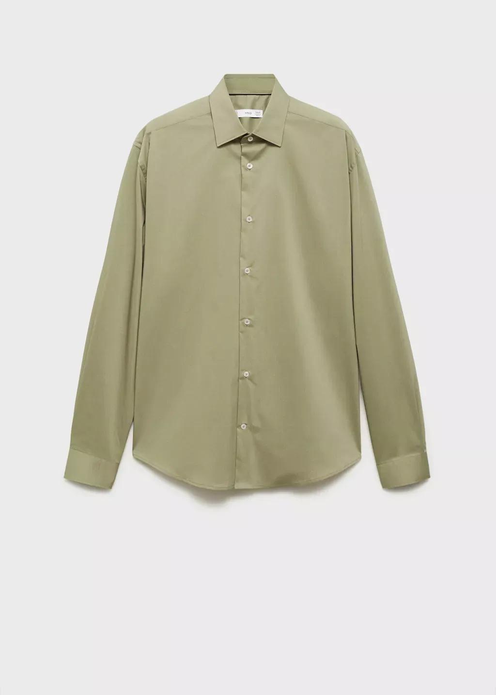 Green Regular-Fit Stretch Cotton Shirt, , large image number 4