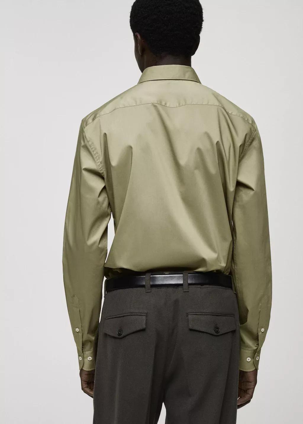 Green Regular-Fit Stretch Cotton Shirt, , large image number 6