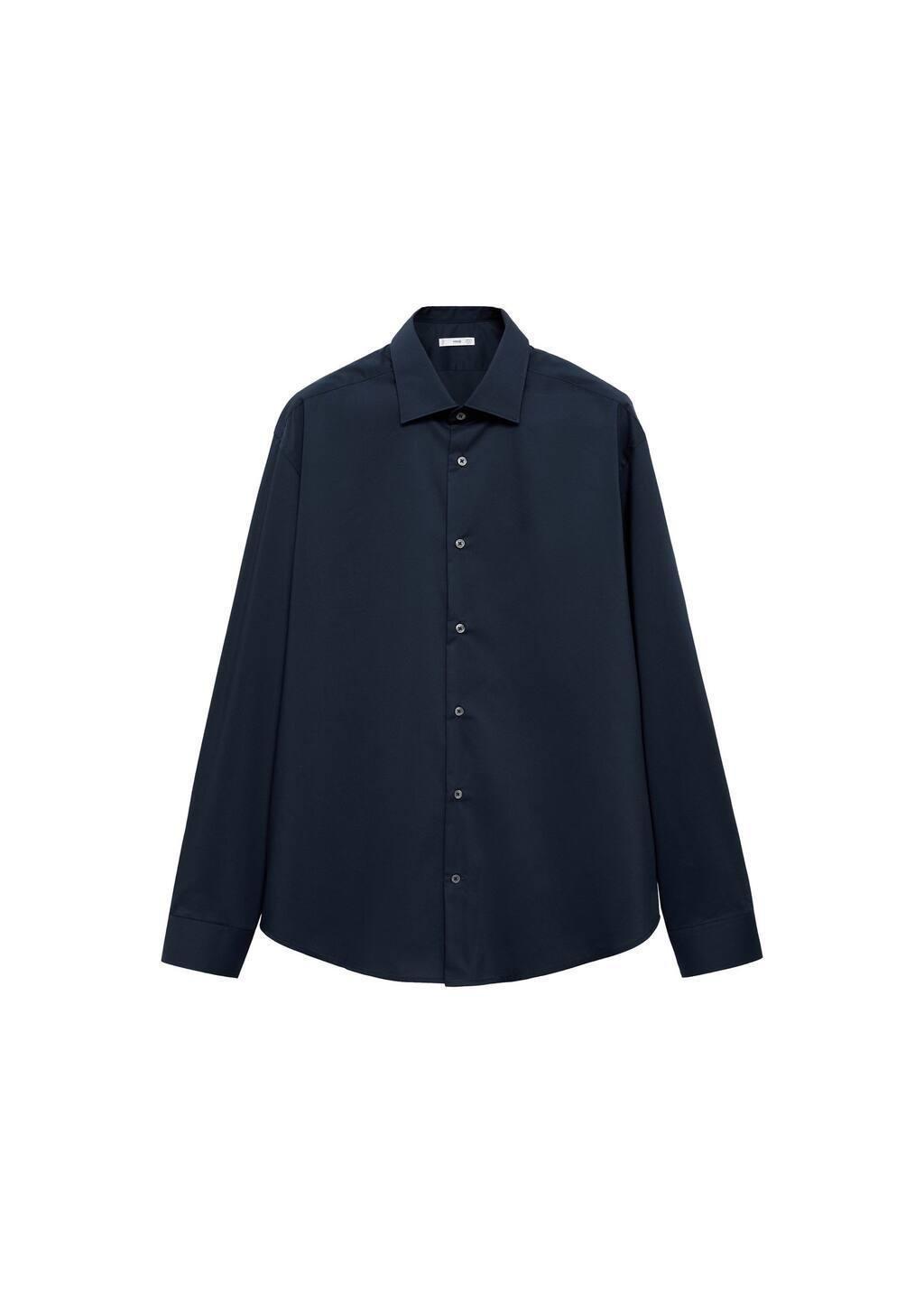 Navy Regular-Fit Stretch Cotton Shirt, , large image number 2