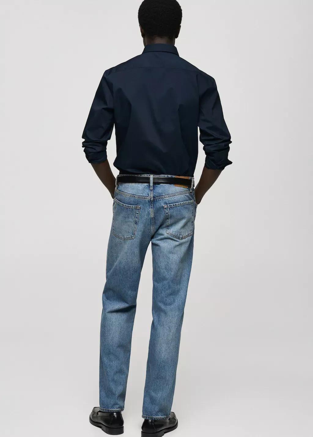 Navy Regular-Fit Stretch Cotton Shirt, , large image number 6