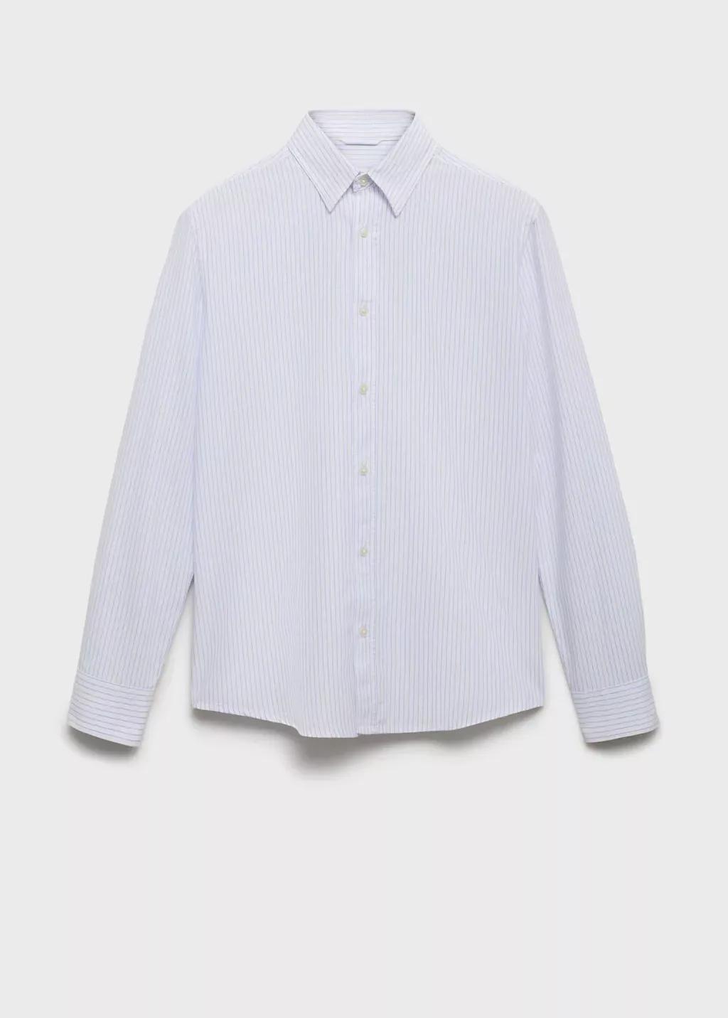 White 00% Cotton Kodak Striped Shirt, , large image number 4