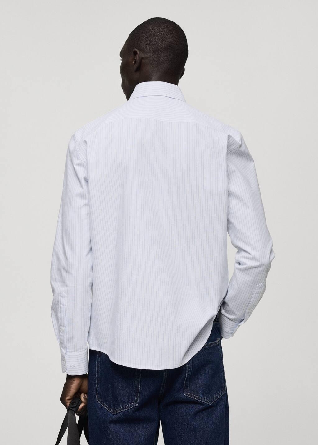 White 00% Cotton Kodak Striped Shirt, , large image number 6