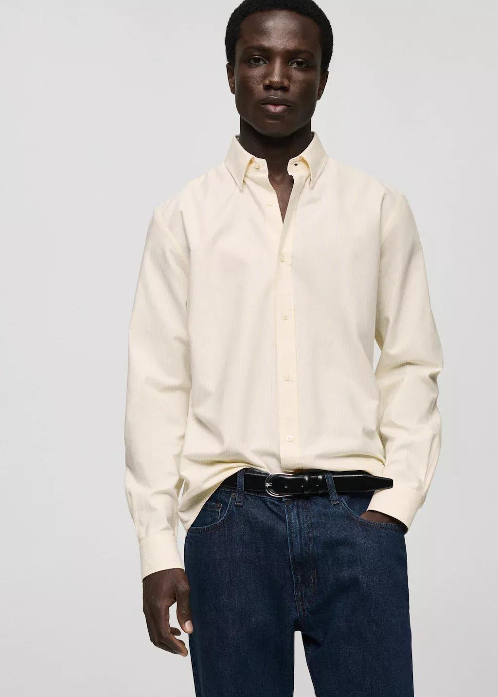 Yellow 100% Cotton Kodak Striped Shirt, , large image number 0