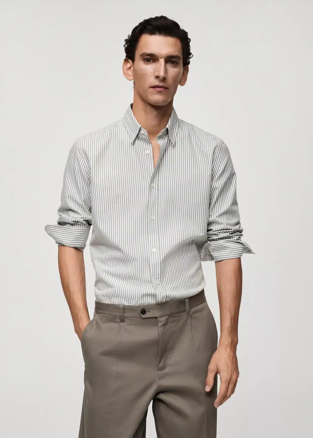 Green 100% Cotton Kodak Striped Shirt, , large image number 0