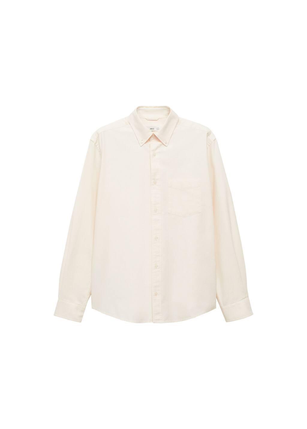 Beige 100% Cotton Oxford Shirt, , large image number 2
