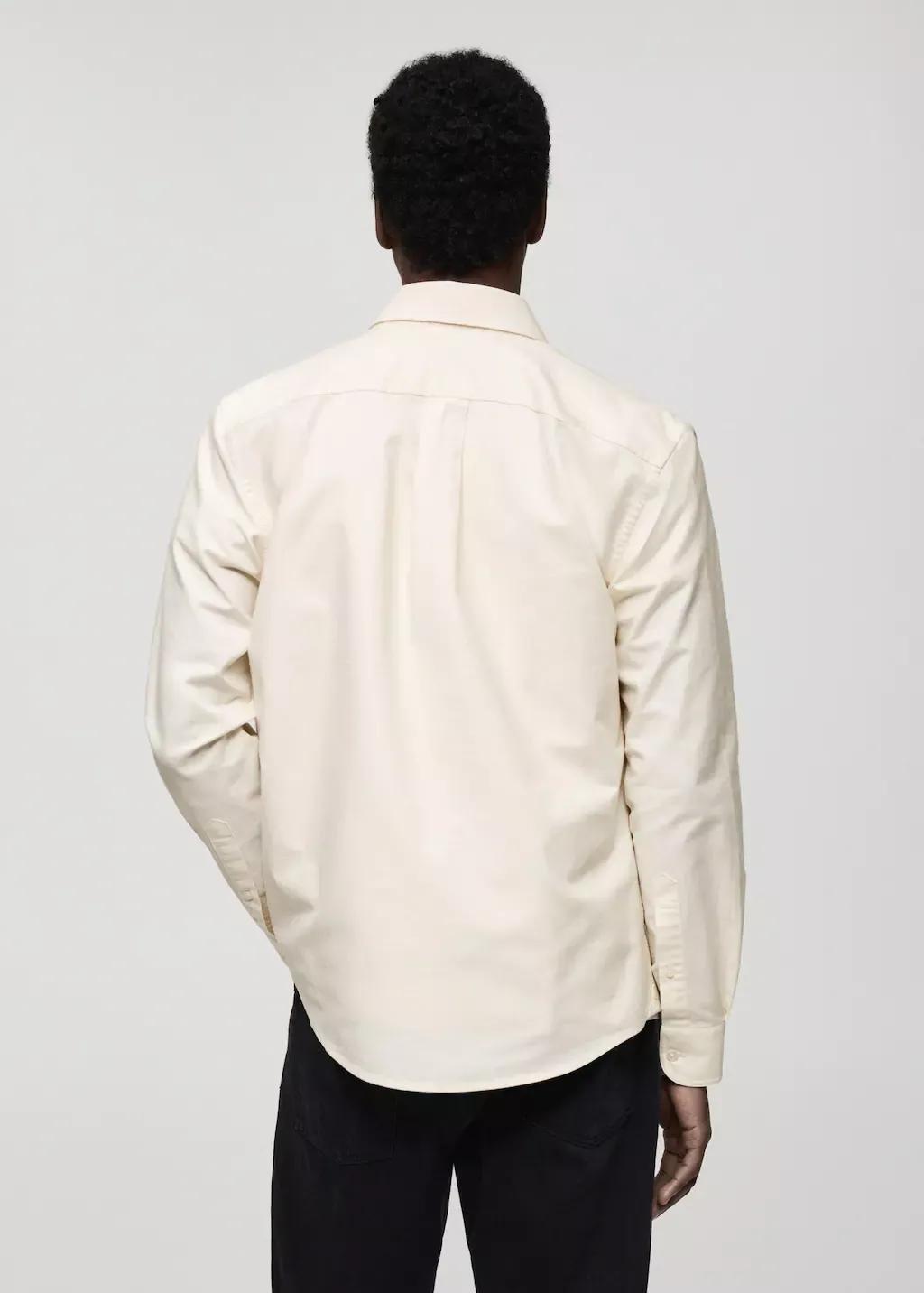 Beige 100% Cotton Oxford Shirt, , large image number 6