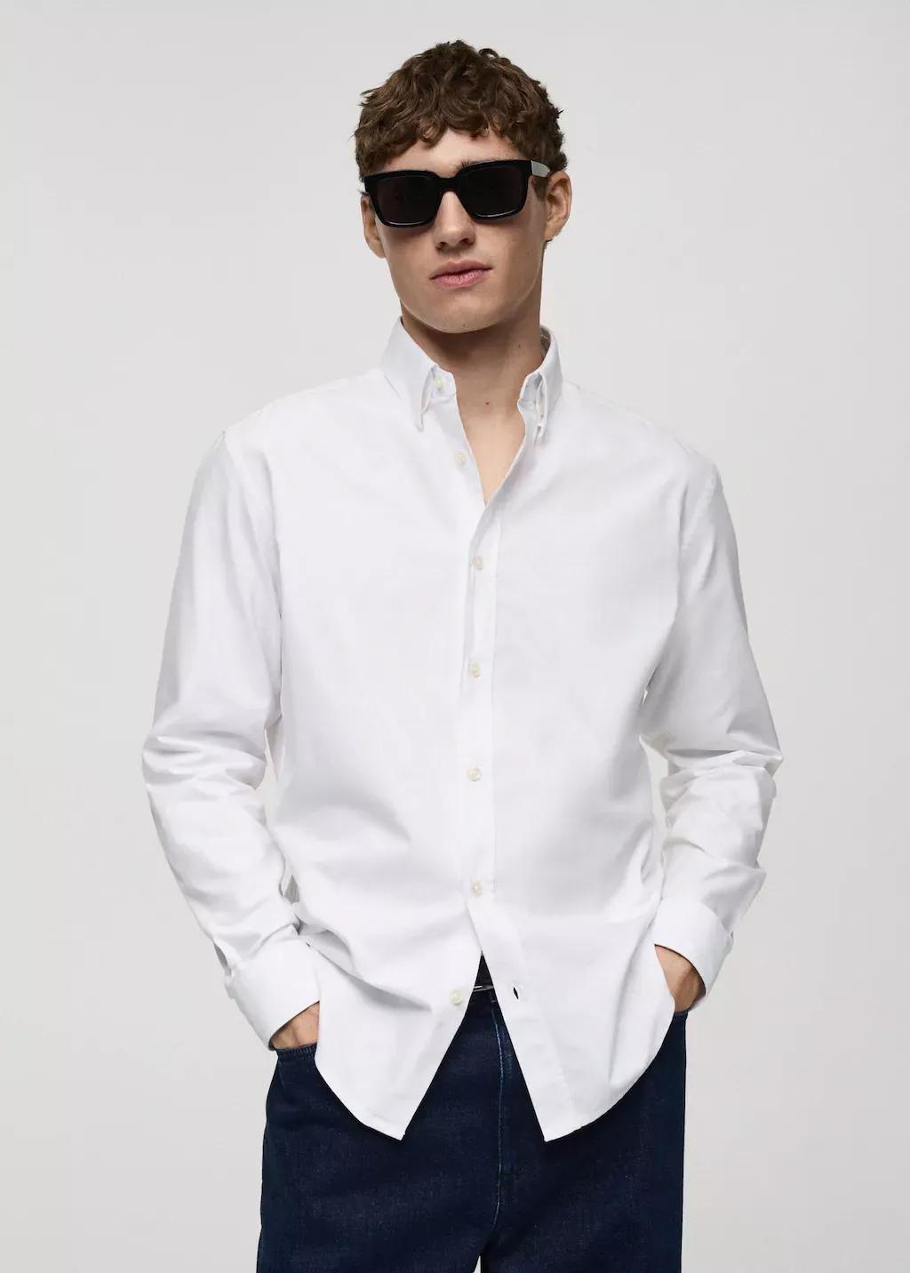 White Regular Fit Oxford Cotton Shirt, , large image number 0