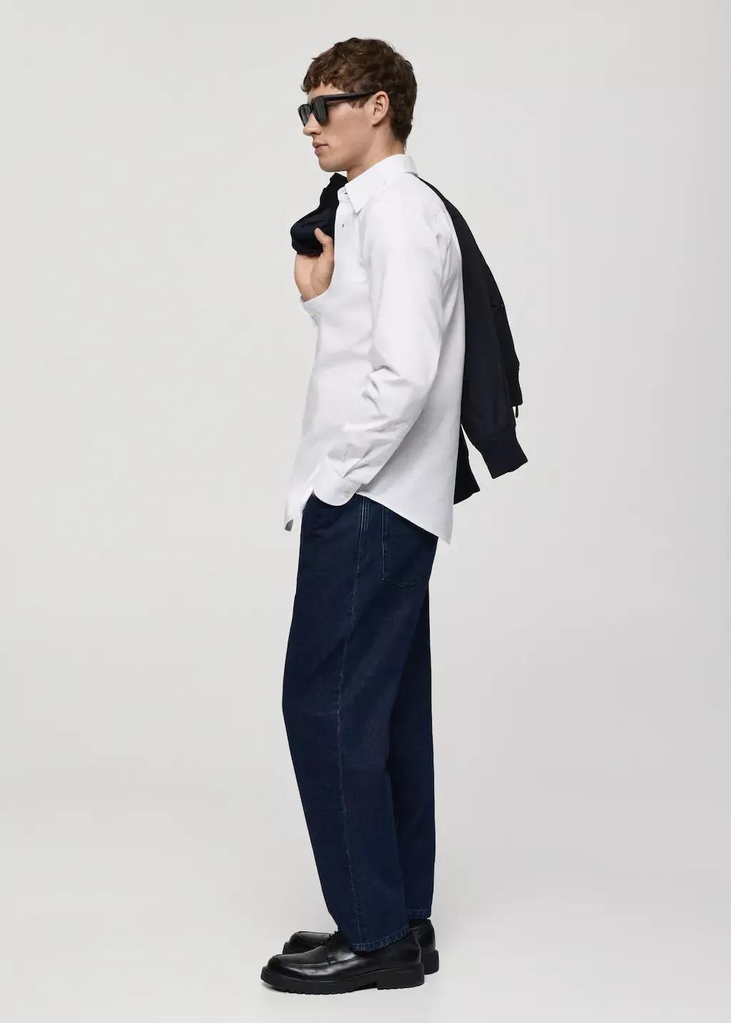 White Regular Fit Oxford Cotton Shirt, , large image number 3