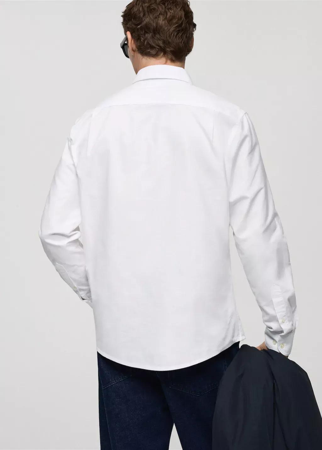 White Regular Fit Oxford Cotton Shirt, , large image number 6