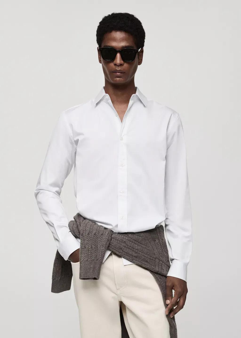 White 100% Cotton Regular Fit Shirt, , large image number 0