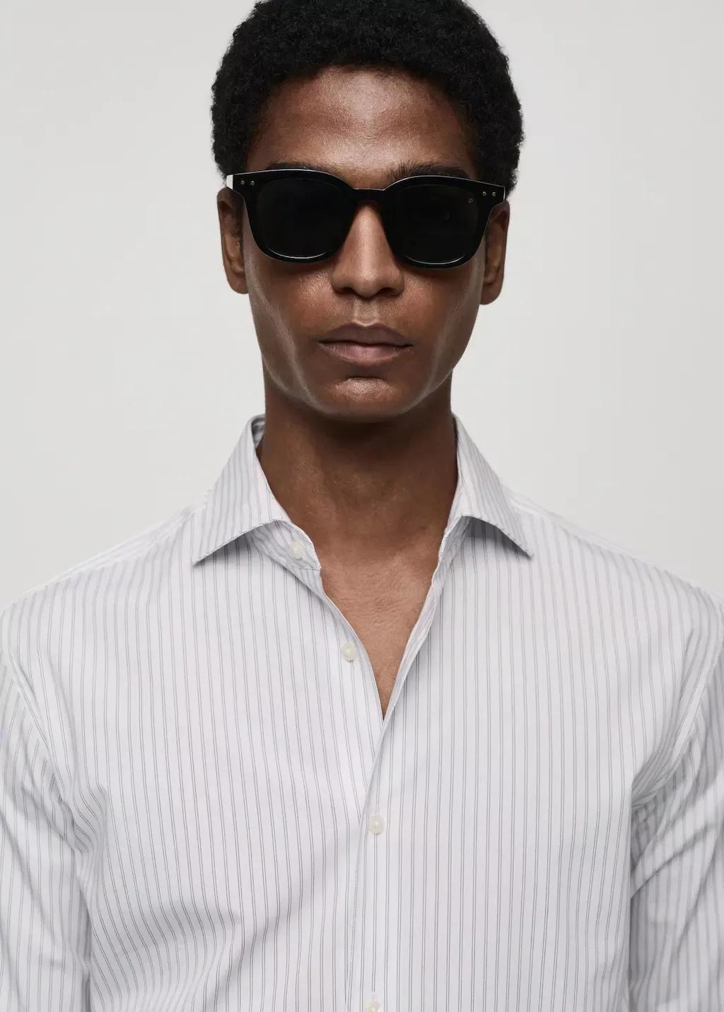 White Regular Fit Striped Cotton Shirt, , large image number 1