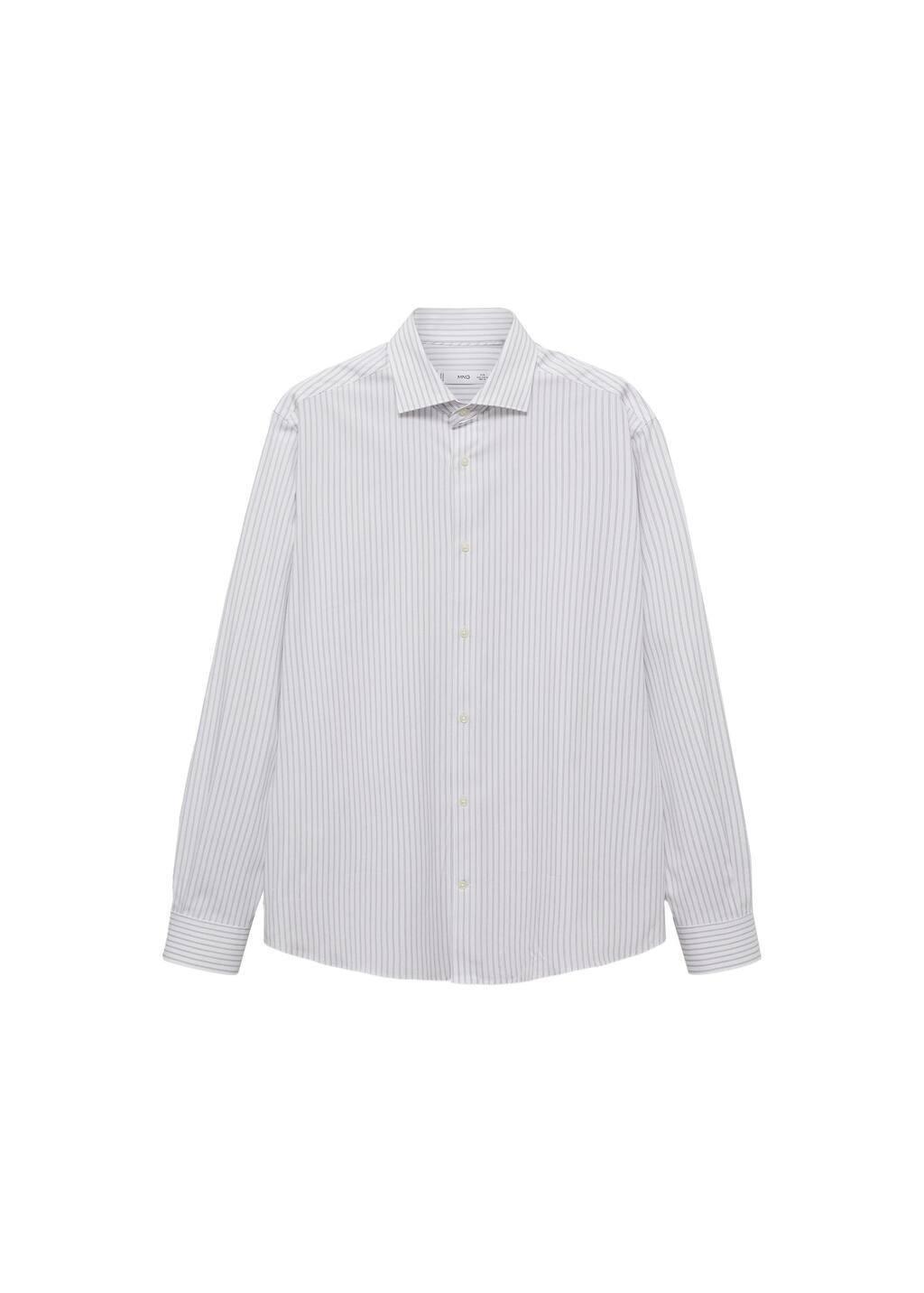 White Regular Fit Striped Cotton Shirt, , large image number 2