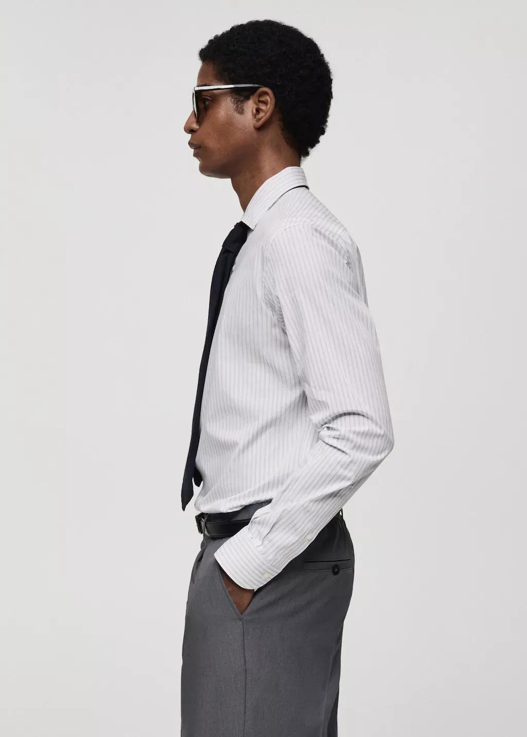White Regular Fit Striped Cotton Shirt, , large image number 3