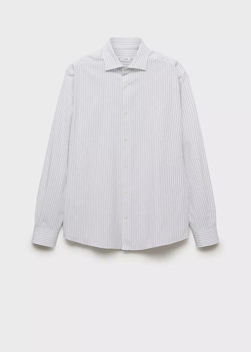 White Regular Fit Striped Cotton Shirt, , large image number 4