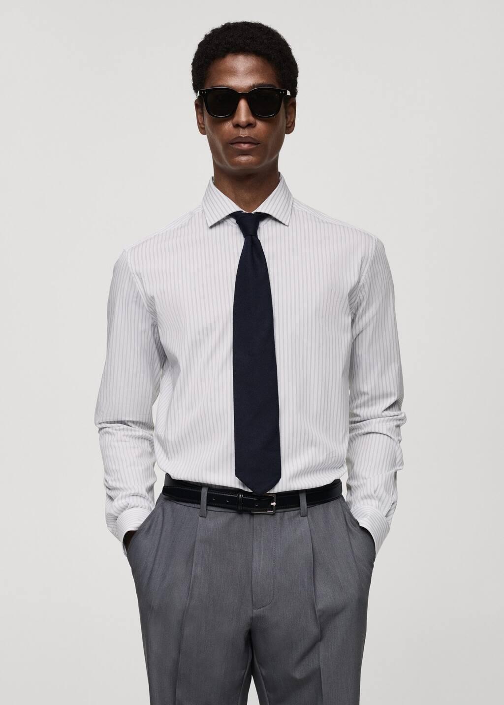 White Regular Fit Striped Cotton Shirt, , large image number 5