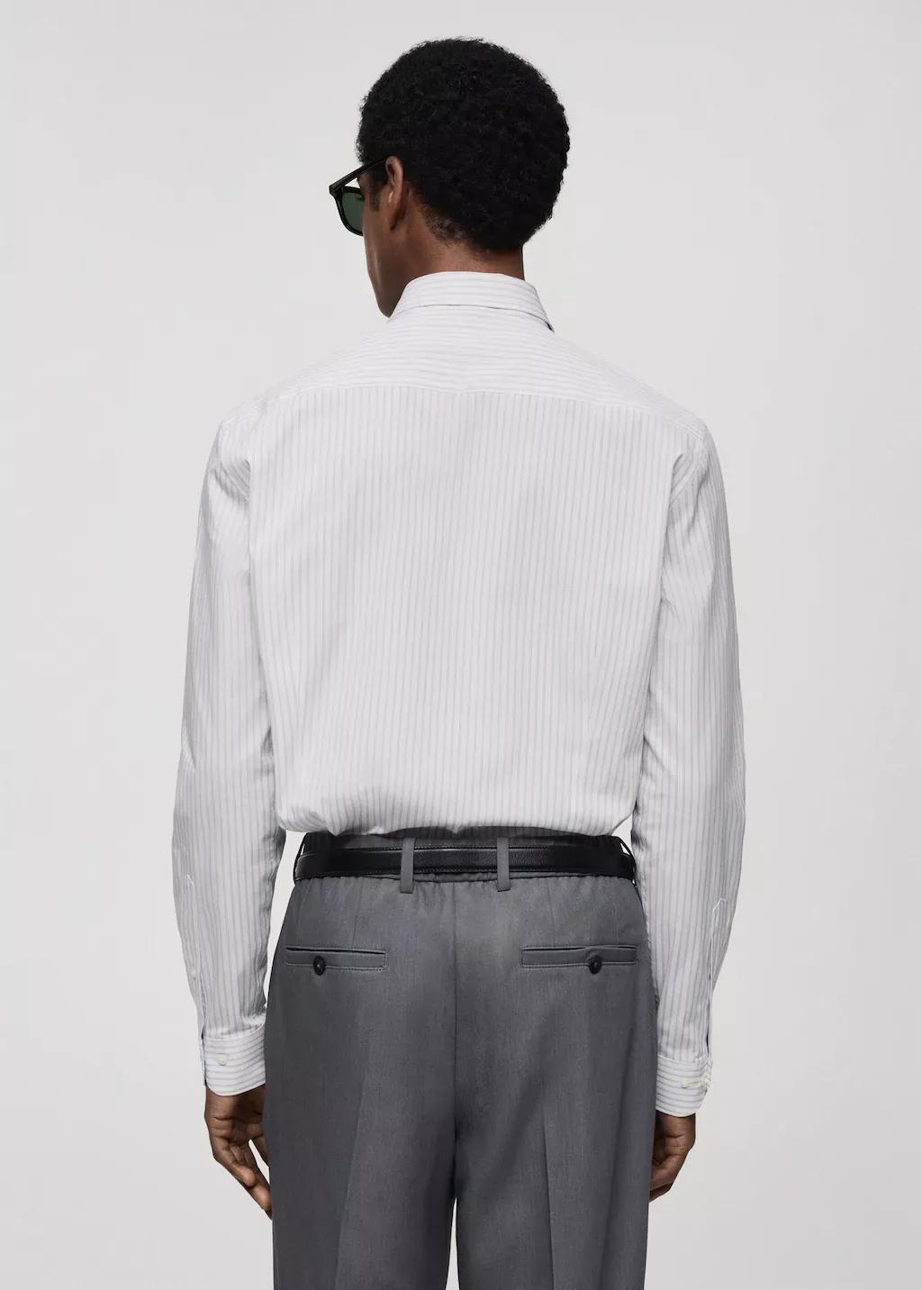White Regular Fit Striped Cotton Shirt, , large image number 7