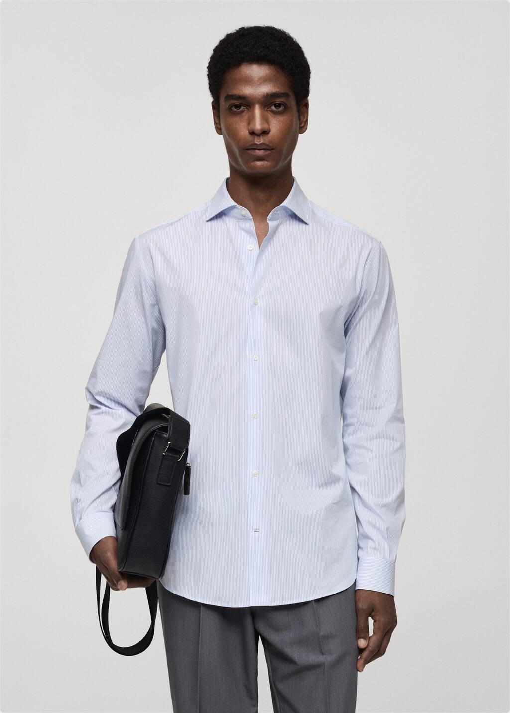 Blue Lt-Pastel Regular Fit Striped Cotton Shirt, , large image number 0