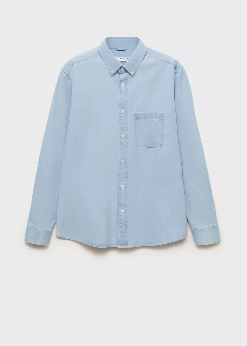 Blue Regular Fit Denim Shirt, , large image number 4