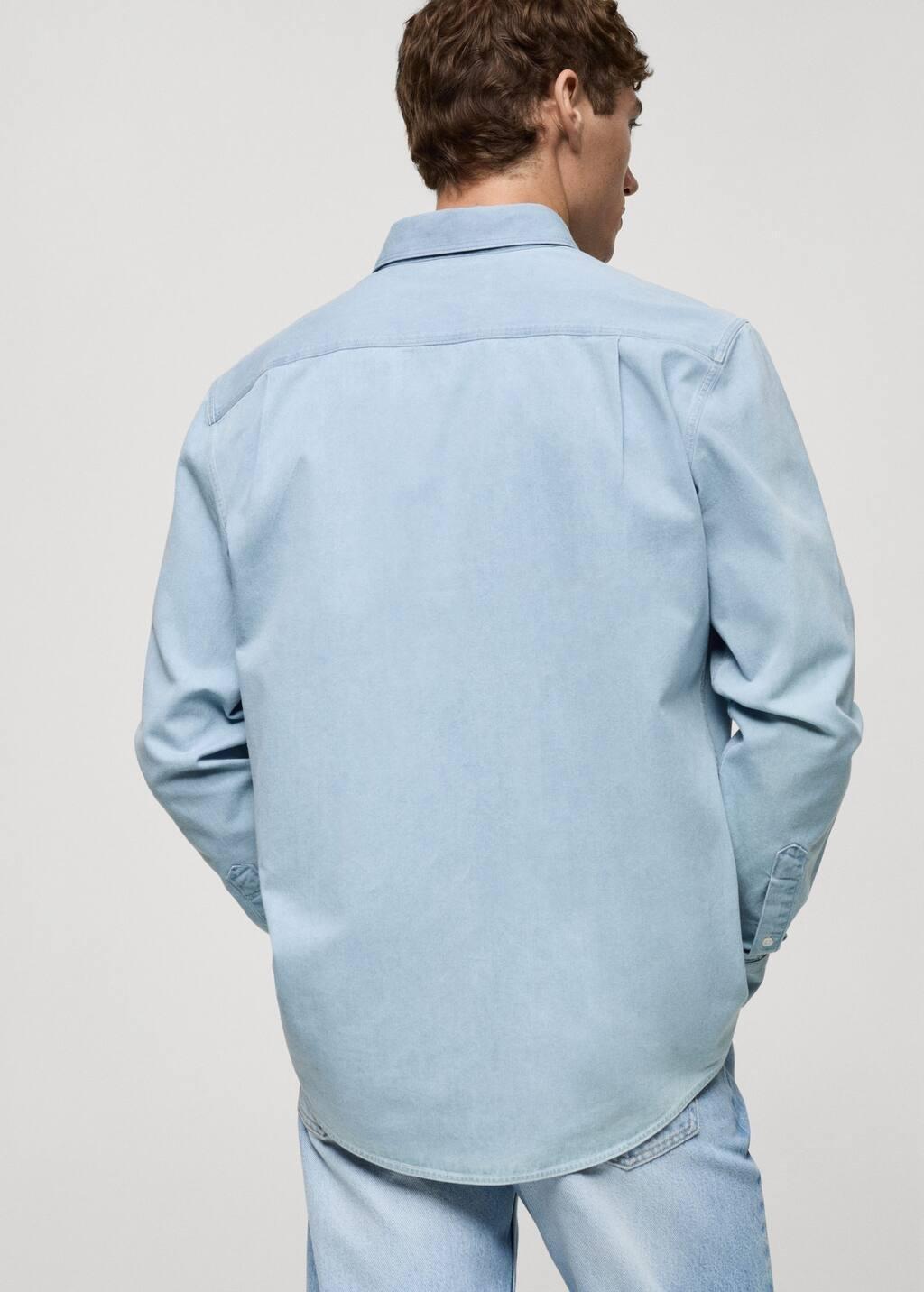Blue Regular Fit Denim Shirt, , large image number 6