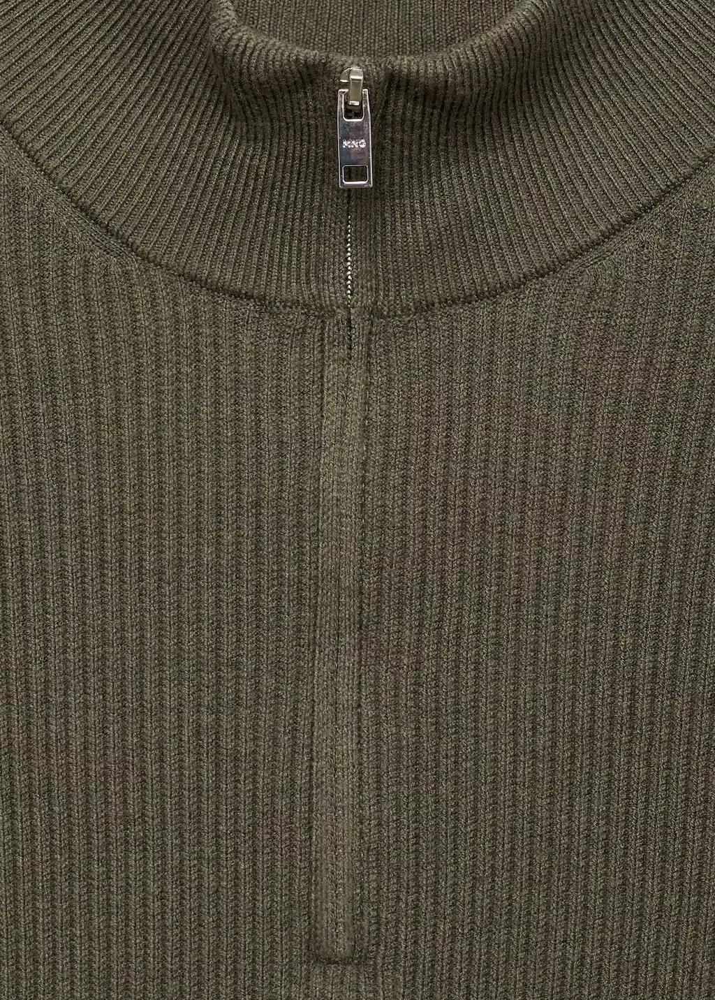 Khaki Cotton-Blend Rib-Knit Sweater, , large image number 5