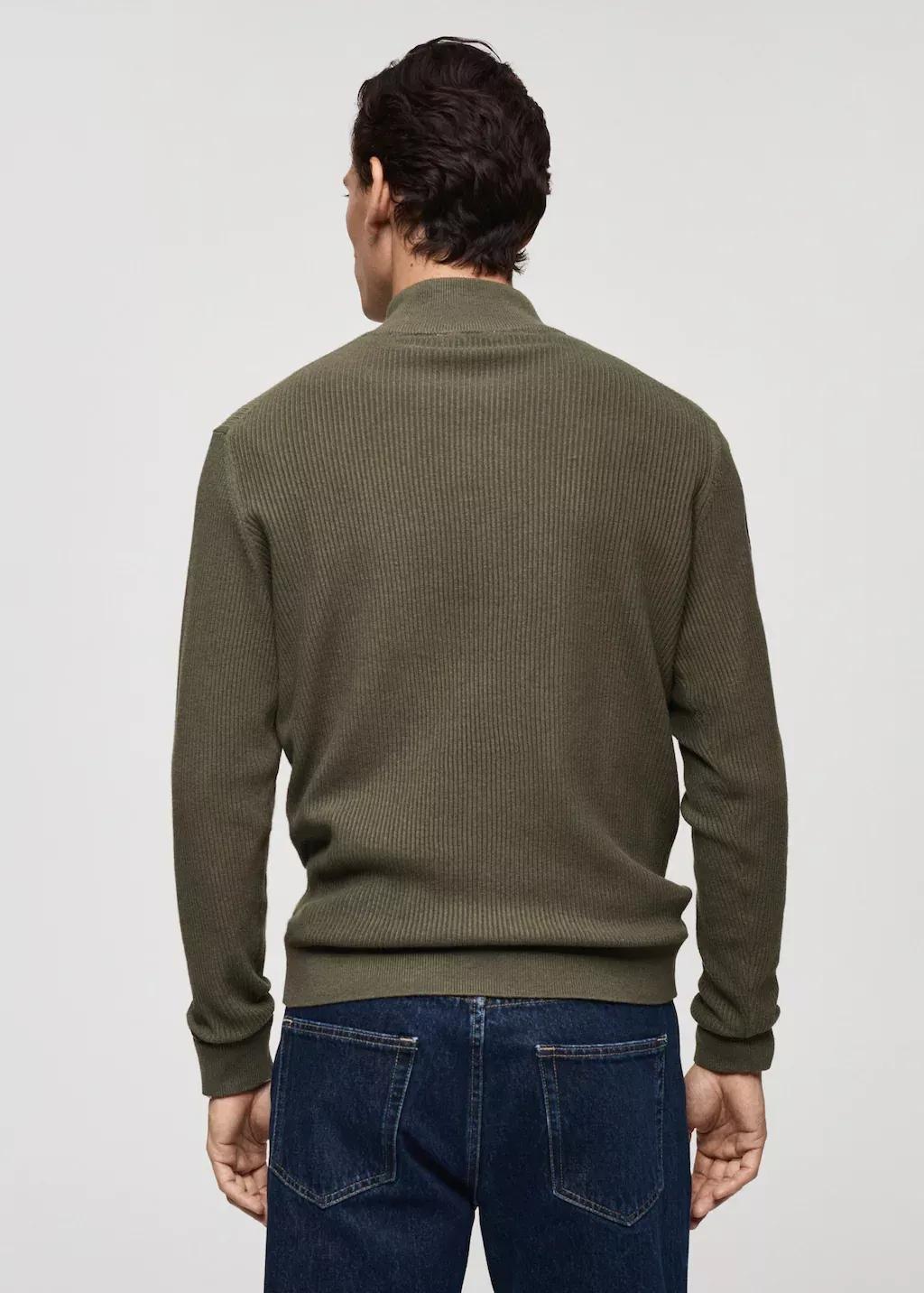 Khaki Cotton-Blend Rib-Knit Sweater, , large image number 6