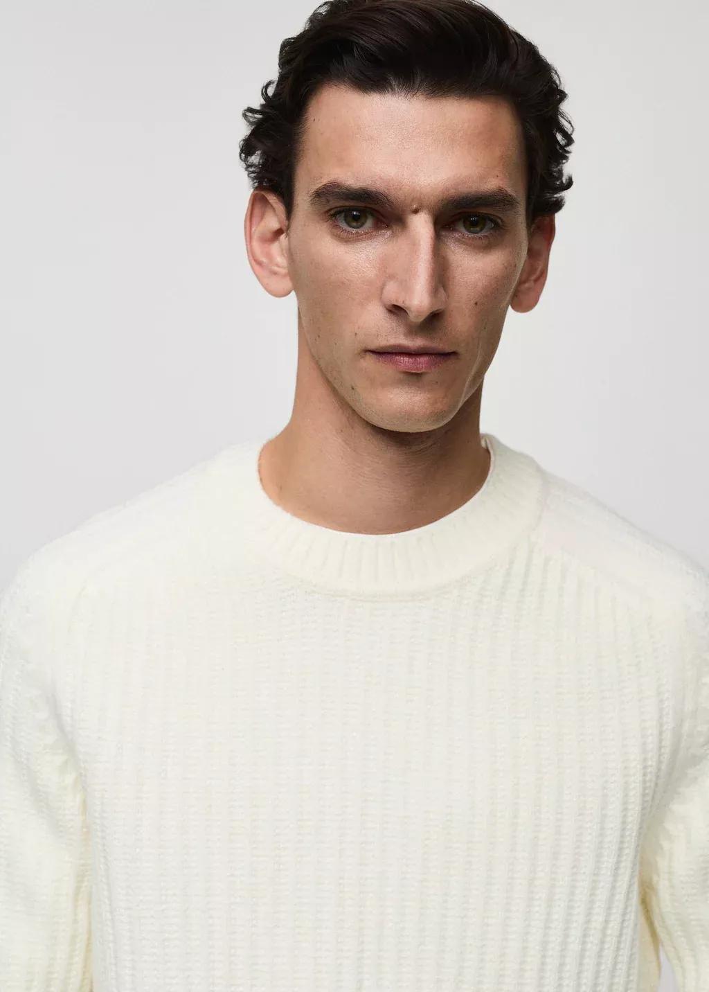 White Wool-Blend Rib-Knit Sweater, , large image number 1