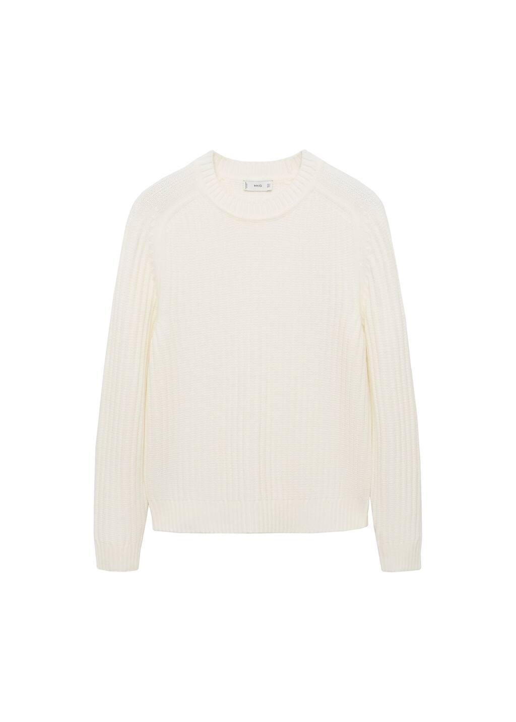 White Wool-Blend Rib-Knit Sweater, , large image number 2