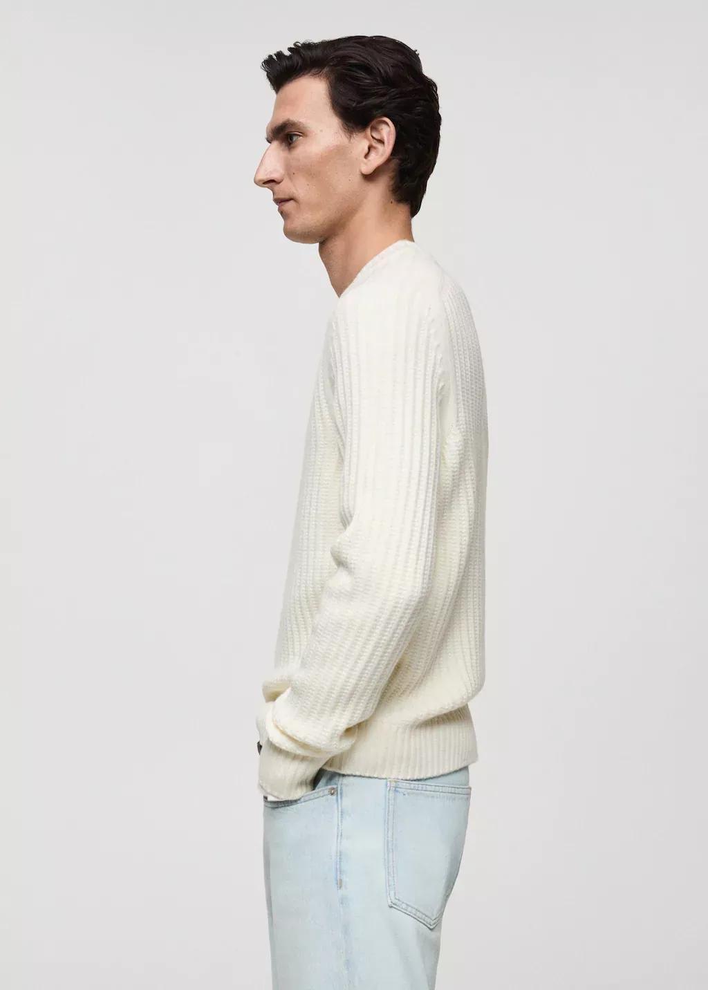 White Wool-Blend Rib-Knit Sweater, , large image number 3