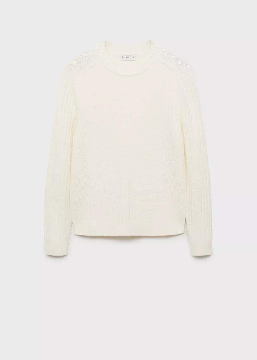 White Wool-Blend Rib-Knit Sweater, , large image number 4