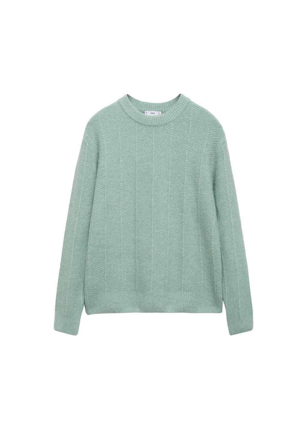Turquoise Structured Knitted Sweater, , large image number 2