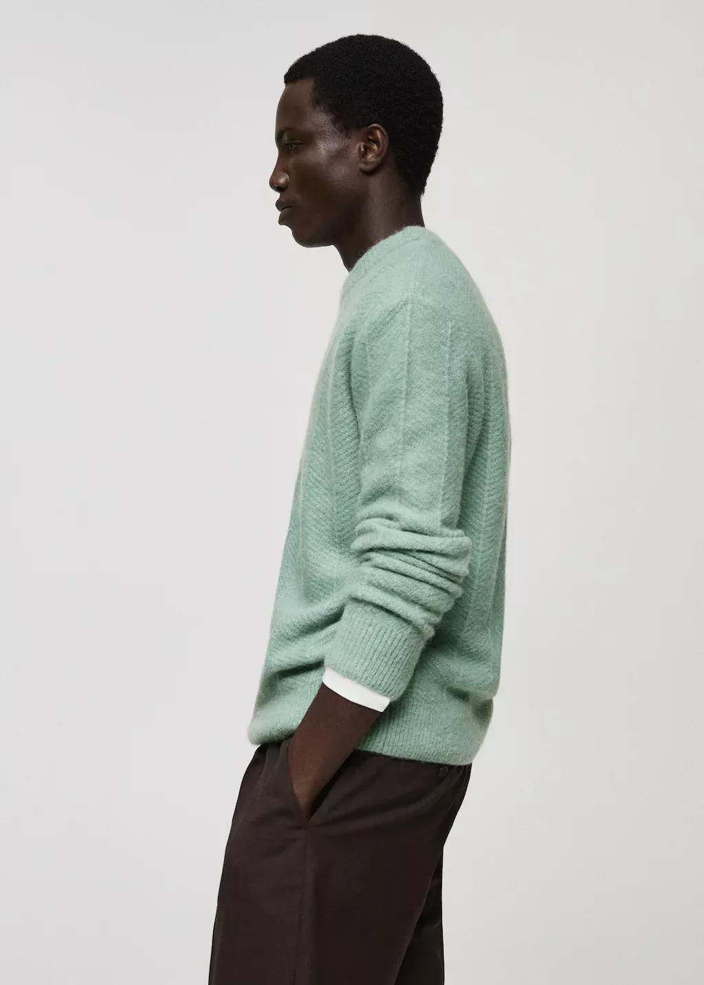 Turquoise Structured Knitted Sweater, , large image number 3