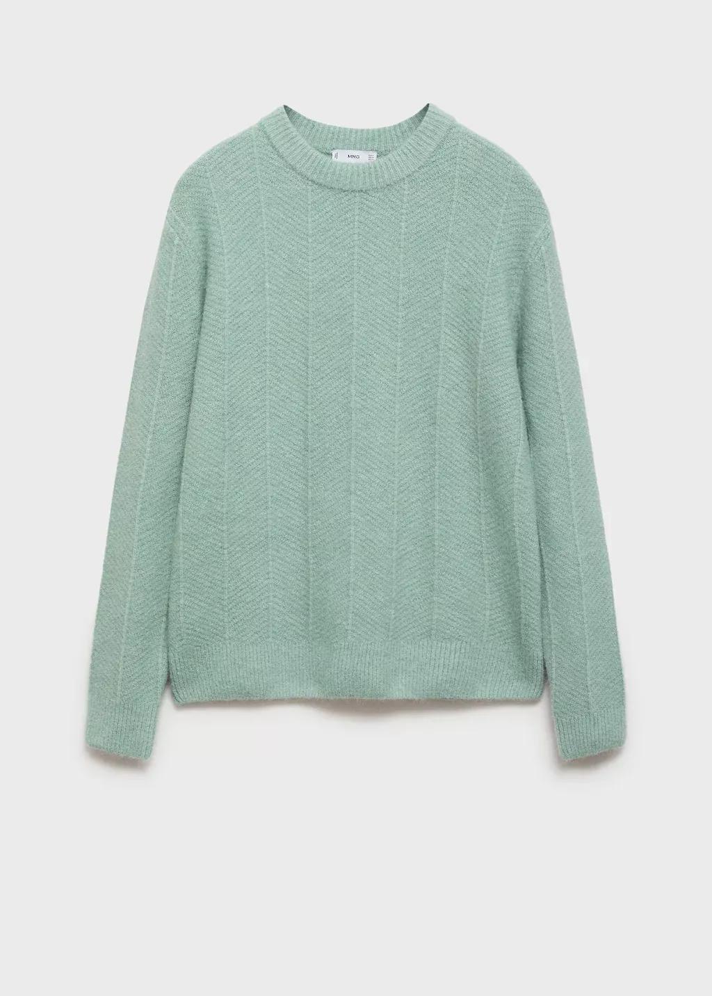 Turquoise Structured Knitted Sweater, , large image number 4