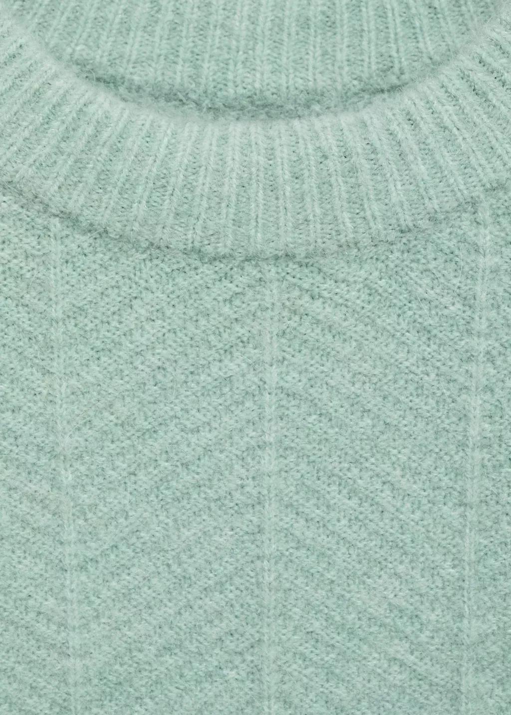 Turquoise Structured Knitted Sweater, , large image number 5