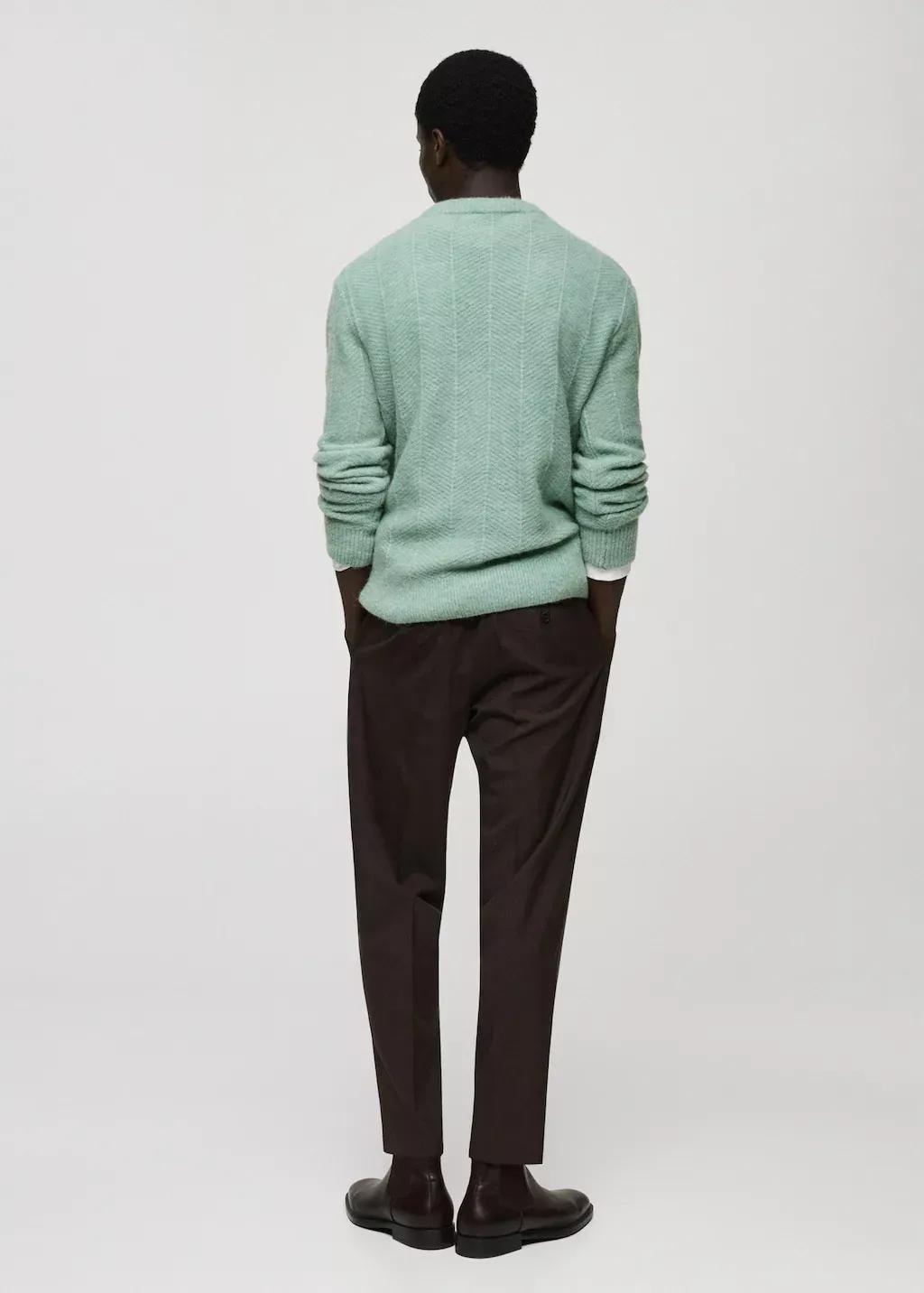 Turquoise Structured Knitted Sweater, , large image number 7