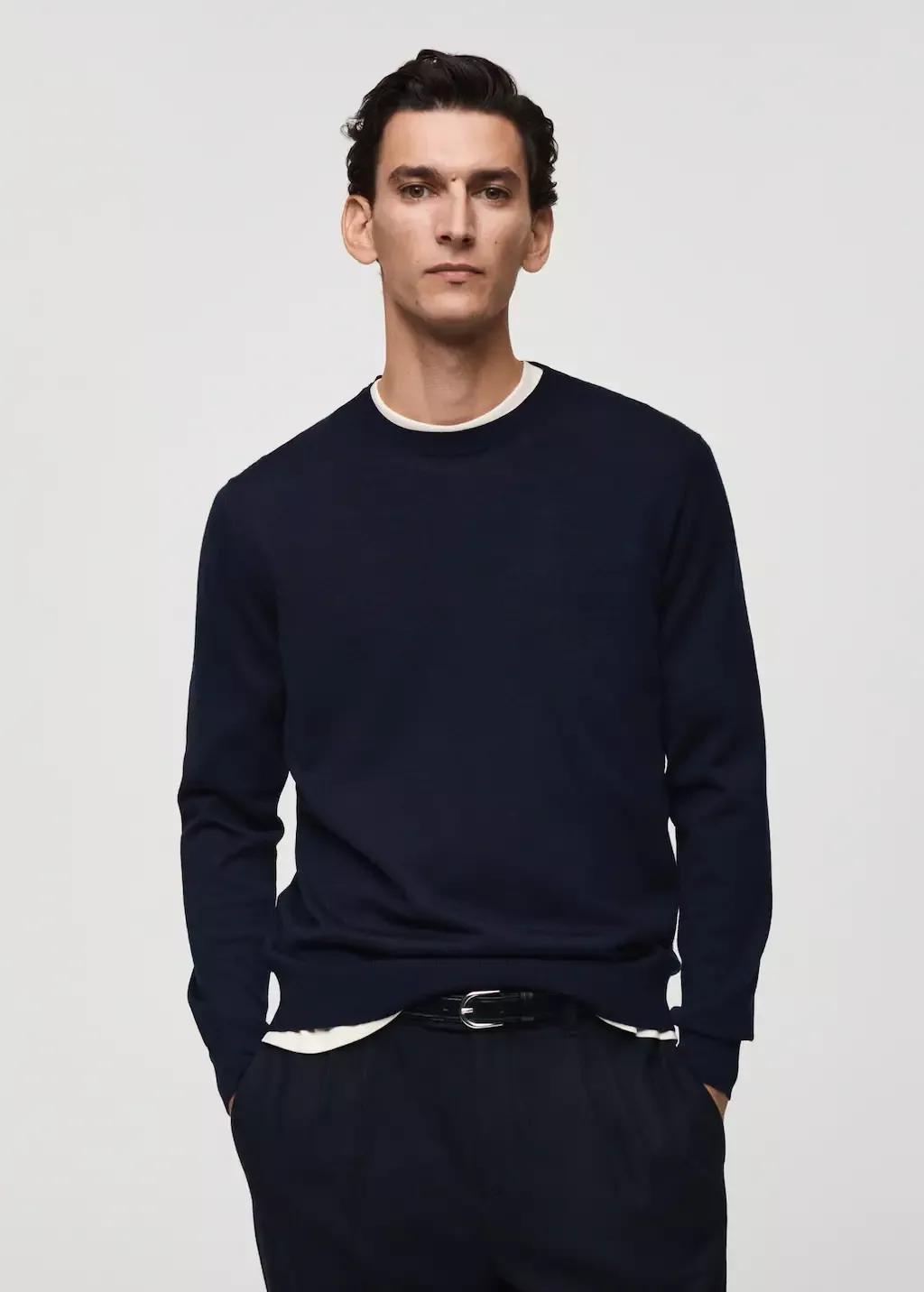 Black 100% Merino Wool Sweater, , large image number 0