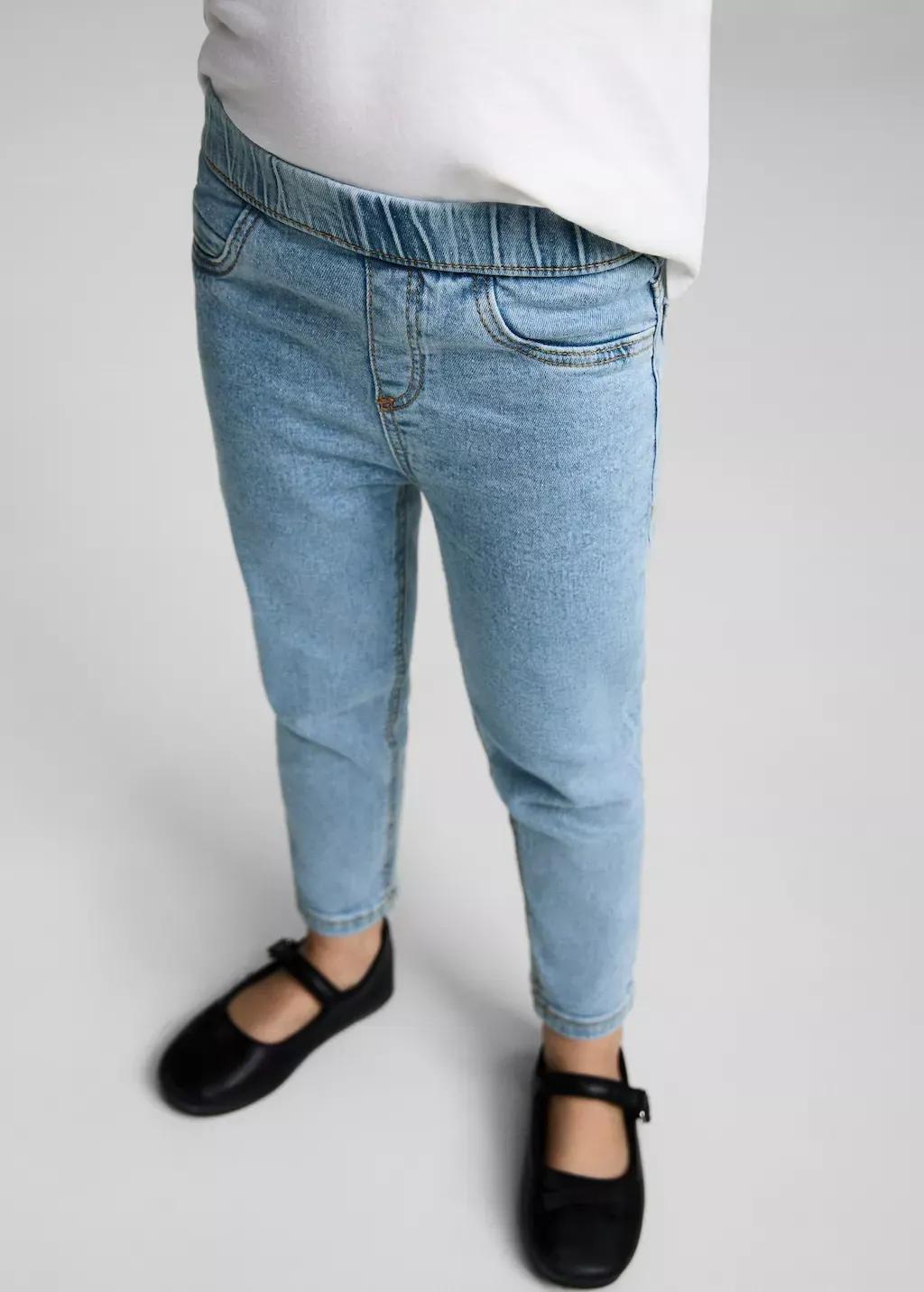 Blue Drawstring Waist Jeans, Baby Girl, , large image number 1