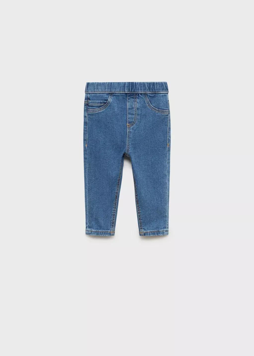 Blue Drawstring Waist Jeans, Baby Girl, , large image number 0
