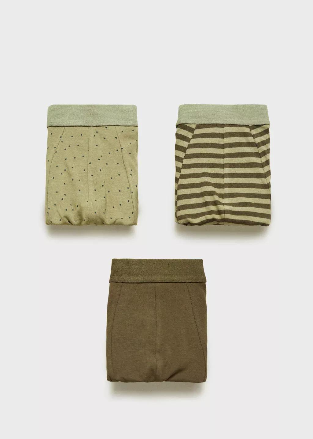 Khaki Set Of 3 Cotton Combination Briefs, , medium