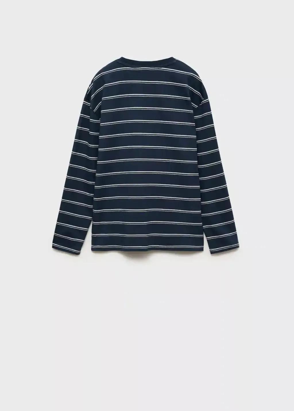 Navy Striped T-Shirt With Pocket, , large image number 2