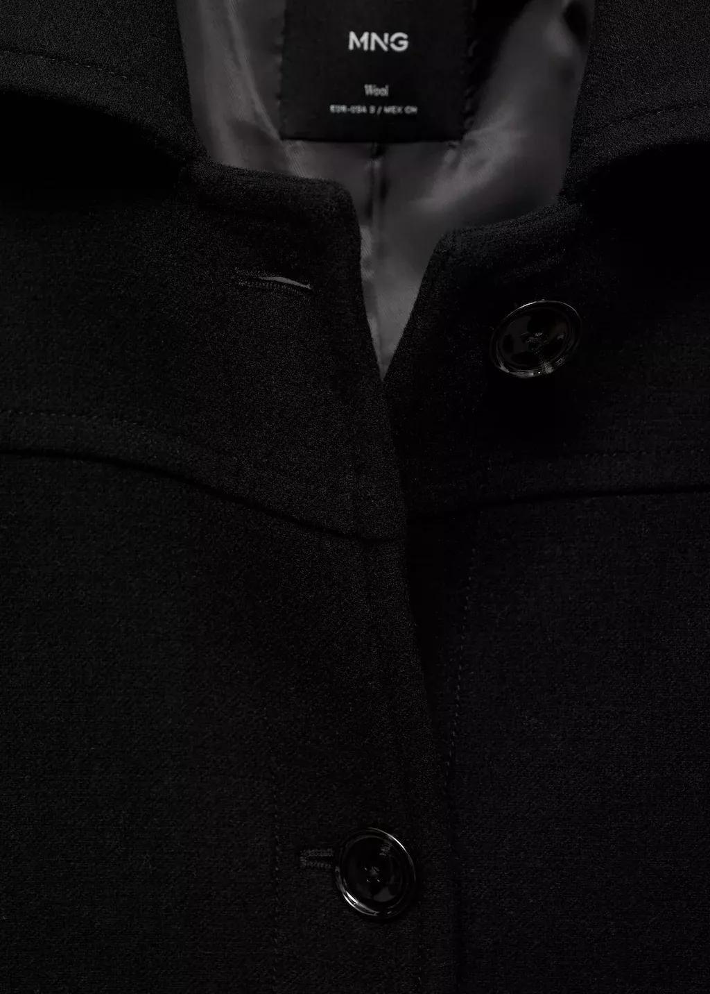Black Wool Coat With Patch Pockets, , large image number 7