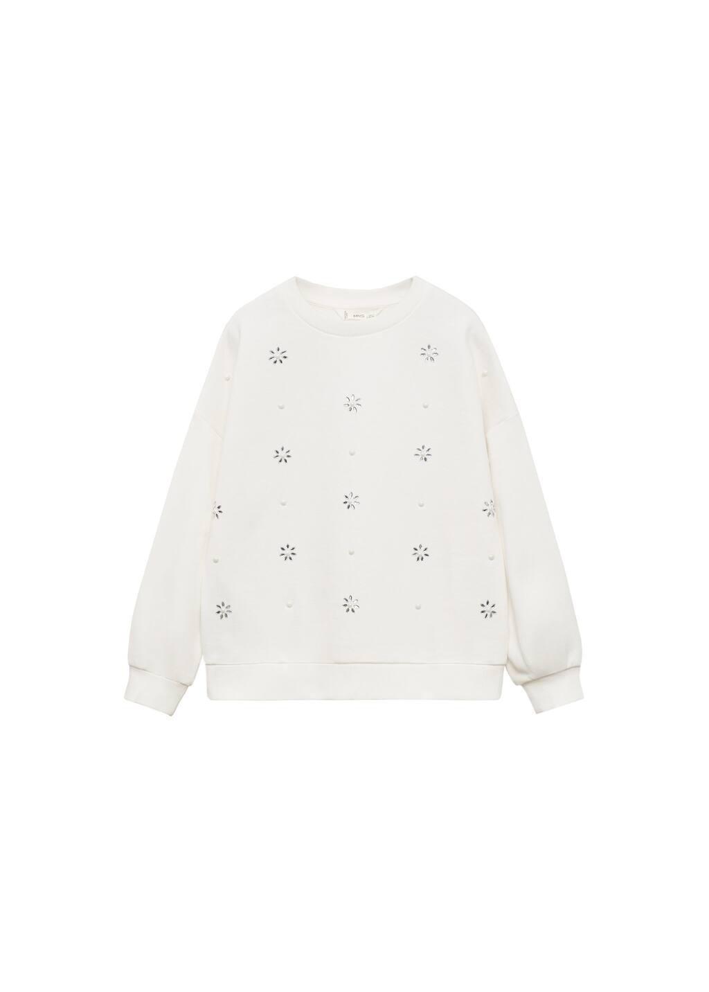 White Sequin Floral Sweatshirt, Kids Girl, , large image number 2