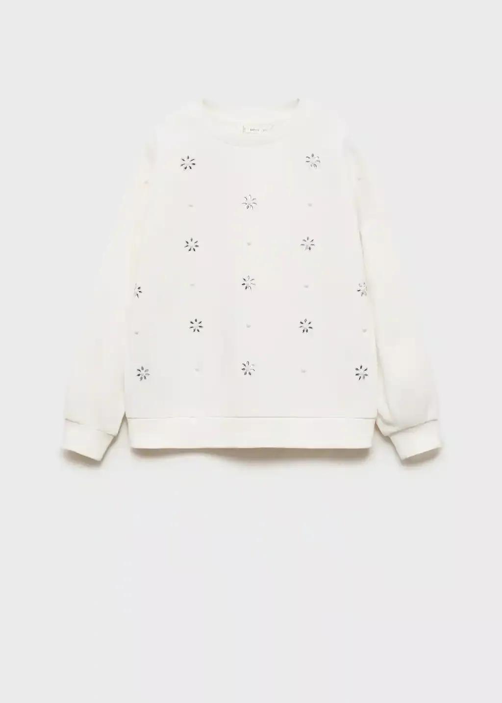 White Sequin Floral Sweatshirt, Kids Girl, , large image number 4