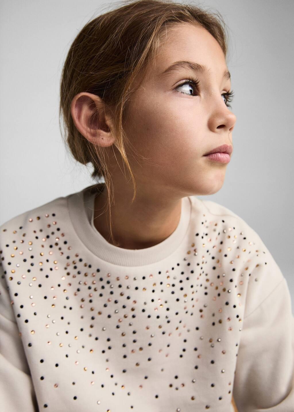 White Bead Detail Sweatshirt, Kids Girl, , large image number 1