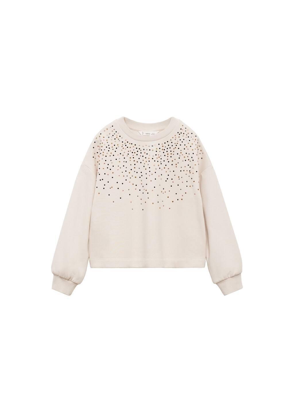 White Bead Detail Sweatshirt, Kids Girl, , large image number 2