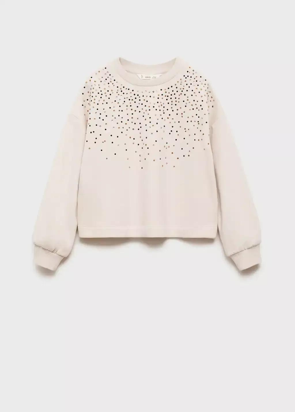 White Bead Detail Sweatshirt, Kids Girl, , large image number 4