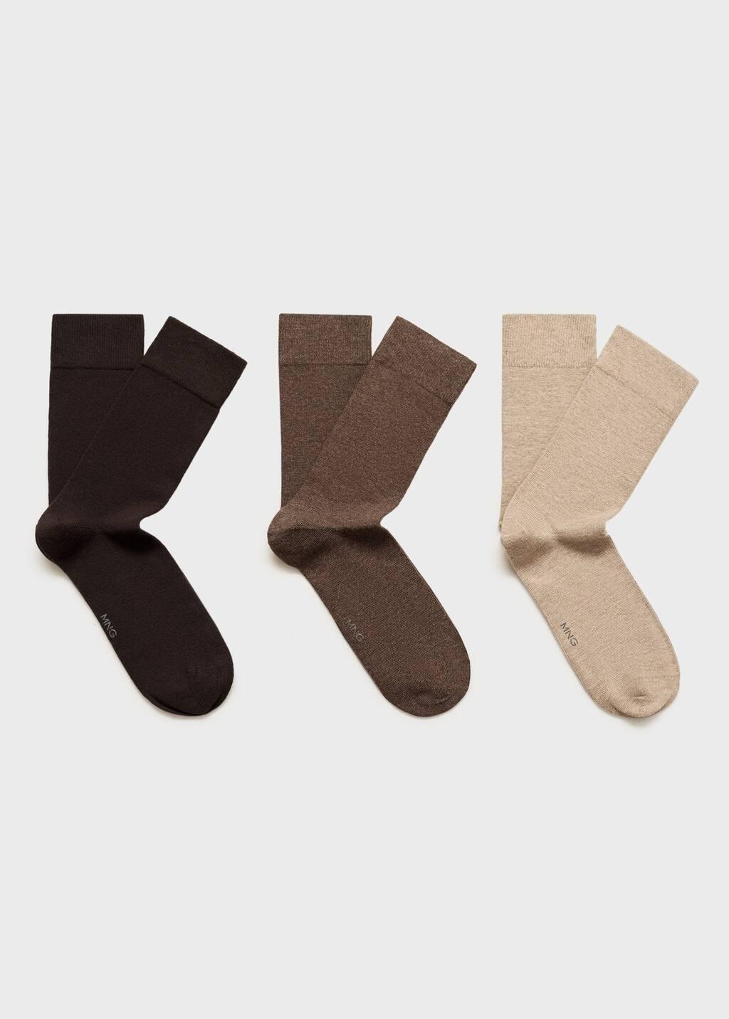 BROWN Pack of 3 cotton socks, , medium