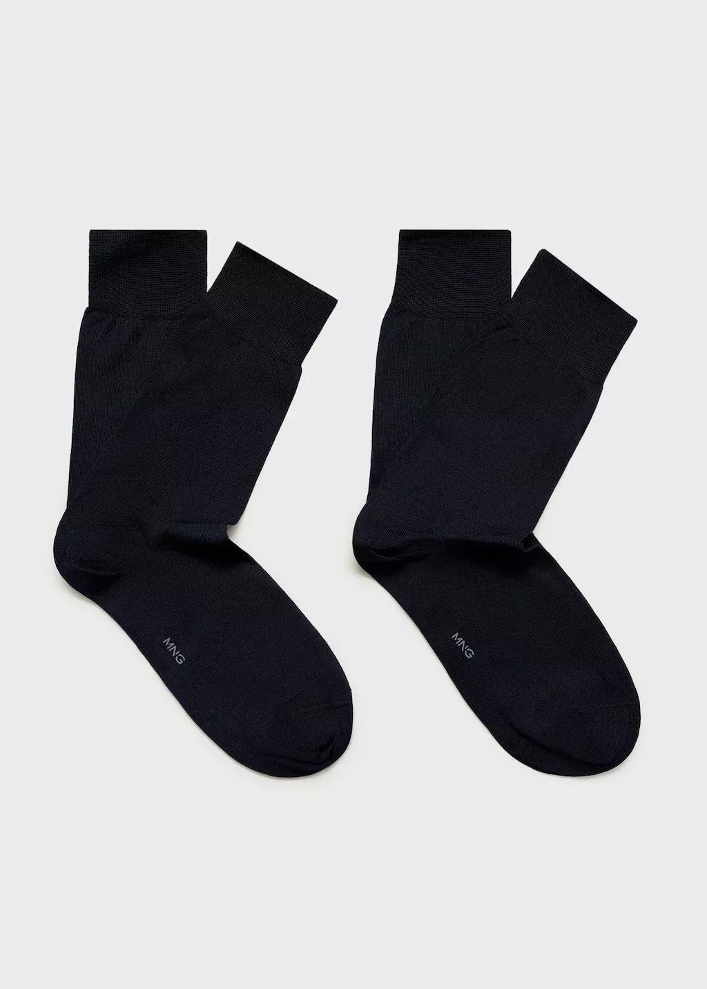 Navy Pack Of 2 100% Plain Cotton Socks, , large image number 0
