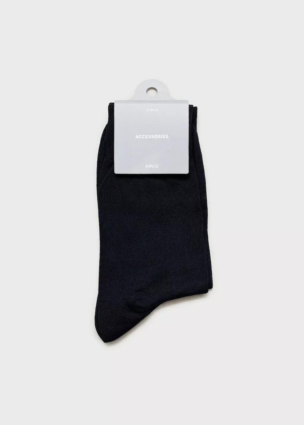 Navy Pack Of 2 100% Plain Cotton Socks, , large image number 1
