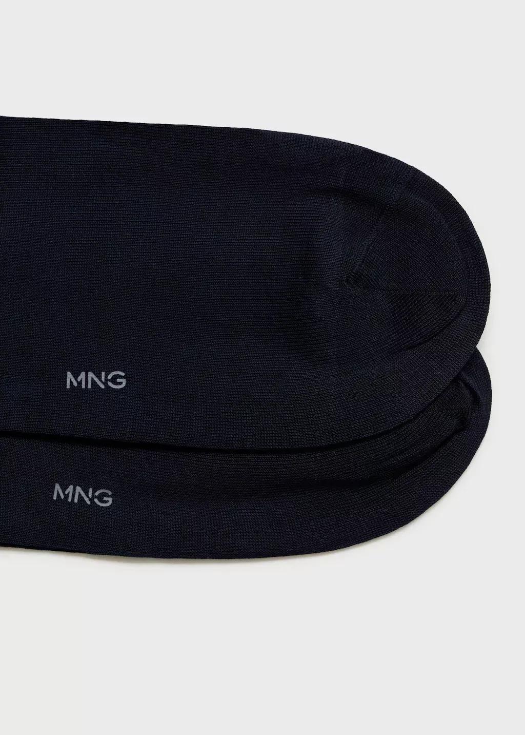 Navy Pack Of 2 100% Plain Cotton Socks, , large image number 2