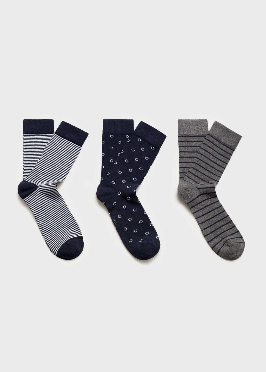 Grey 3 Pack Mixed Socks, , large image number 0